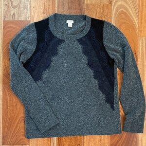 Jcrew women’s wool blend sweater with lace - large